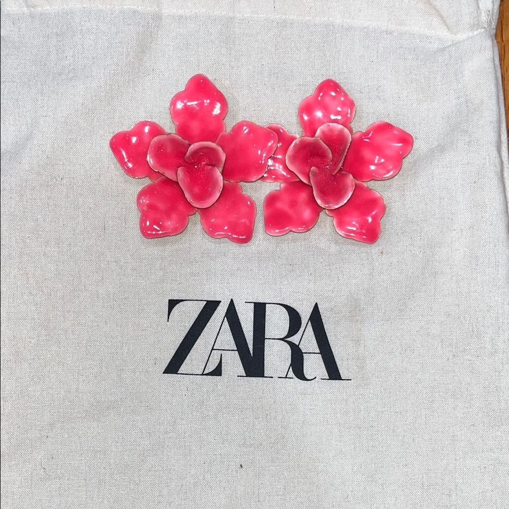 Zara Coral Pink Floral Statement Earrings